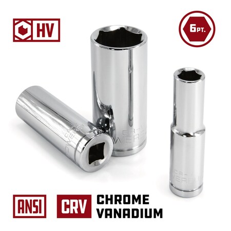 Powerbuilt 8Pc 1/2" Sae 6Pt Deep Socket Set 640056